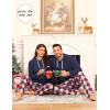 image:imageSWOMOG Couples Christmas Matching Pajamas Set Women amp Men Long Sleeve Sleepwear Hooded Top Plaid Pants Pjs with PocketsNavy Blue