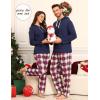 image:imageSWOMOG Couples Christmas Matching Pajamas Set Women amp Men Long Sleeve Sleepwear Hooded Top Plaid Pants Pjs with PocketsNavy Blue
