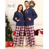 image:imageSWOMOG Couples Christmas Matching Pajamas Set Women amp Men Long Sleeve Sleepwear Hooded Top Plaid Pants Pjs with PocketsNavy Blue