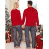 image:imageSWOMOG Couples Christmas Matching Pajamas Set Women amp Men Long Sleeve Sleepwear Hooded Top Plaid Pants Pjs with PocketsRed