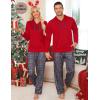image:imageSWOMOG Couples Christmas Matching Pajamas Set Women amp Men Long Sleeve Sleepwear Hooded Top Plaid Pants Pjs with PocketsRed
