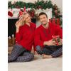 image:imageSWOMOG Couples Christmas Matching Pajamas Set Women amp Men Long Sleeve Sleepwear Hooded Top Plaid Pants Pjs with PocketsRed
