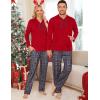 image:imageSWOMOG Couples Christmas Matching Pajamas Set Women amp Men Long Sleeve Sleepwear Hooded Top Plaid Pants Pjs with PocketsRed