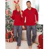 image:imageSWOMOG Couples Christmas Matching Pajamas Set Women amp Men Long Sleeve Sleepwear Hooded Top Plaid Pants Pjs with PocketsRed