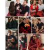 image:imageSWOMOG Couples Christmas Matching Pajamas Set Women amp Men Long Sleeve Sleepwear Hooded Top Plaid Pants Pjs with PocketsRed