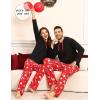 image:imageSWOMOG Couples Christmas Matching Pajamas Set Women amp Men Long Sleeve Sleepwear Hooded Top Plaid Pants Pjs with PocketsSanta Snowman