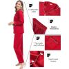image:imageSWOMOG Couples Matching Silk Satin Pajamas Set Long Sleeve Sleepwear Soft Button Down Loungewear 2 Pcs Pj SetChristmas Red