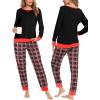 image:imageSWOMOG Couples Pajama Sets Women amp Men Long Sleeve Sleepwear Top Plaid Pants Loungewear Set with PocketsBlack  Black Plaid