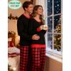image:imageSWOMOG Couples Pajama Sets Women amp Men Long Sleeve Sleepwear Top Plaid Pants Loungewear Set with PocketsBlack  Red Plaid
