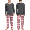image:imageSWOMOG Couples Pajama Sets Women amp Men Long Sleeve Sleepwear Top Plaid Pants Loungewear Set with PocketsDeep Grey  Grey Plaid