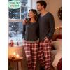 image:imageSWOMOG Couples Pajama Sets Women amp Men Long Sleeve Sleepwear Top Plaid Pants Loungewear Set with PocketsDeep Grey  Grey Plaid