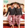 image:imageSWOMOG Couples Pajama Sets Women amp Men Long Sleeve Sleepwear Top Plaid Pants Loungewear Set with PocketsDeep Grey  Grey Plaid