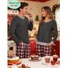image:imageSWOMOG Couples Pajama Sets Women amp Men Long Sleeve Sleepwear Top Plaid Pants Loungewear Set with PocketsDeep Grey  Red Plaid