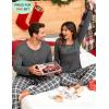 image:imageSWOMOG Couples Pajama Sets Women amp Men Long Sleeve Sleepwear Top Plaid Pants Loungewear Set with PocketsDeep Pure Grey