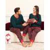 image:imageSWOMOG Couples Pajama Sets Women amp Men Long Sleeve Sleepwear Top Plaid Pants Loungewear Set with PocketsEmerald Green