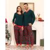 image:imageSWOMOG Couples Pajama Sets Women amp Men Long Sleeve Sleepwear Top Plaid Pants Loungewear Set with PocketsEmerald Green