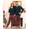 image:imageSWOMOG Couples Pajama Sets Women amp Men Long Sleeve Sleepwear Top Plaid Pants Loungewear Set with PocketsEmerald Green