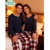 image:imageSWOMOG Couples Pajama Sets Women amp Men Long Sleeve Sleepwear Top Plaid Pants Loungewear Set with PocketsNavy Blue  Blue Plaid