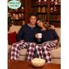 image:imageSWOMOG Couples Pajama Sets Women amp Men Long Sleeve Sleepwear Top Plaid Pants Loungewear Set with PocketsNavy Blue  Blue Plaid