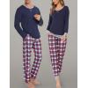 image:imageSWOMOG Couples Pajama Sets Women amp Men Long Sleeve Sleepwear Top Plaid Pants Loungewear Set with PocketsNavy Blue  Red Plaid