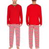 image:imageSWOMOG Couples Pajama Sets Women amp Men Long Sleeve Sleepwear Top Plaid Pants Loungewear Set with PocketsRed Stripes