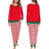image:imageSWOMOG Couples Pajama Sets Women amp Men Long Sleeve Sleepwear Top Plaid Pants Loungewear Set with PocketsRed Stripes