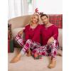 image:imageSWOMOG Couples Pajama Sets Women amp Men Long Sleeve Sleepwear Top Plaid Pants Loungewear Set with PocketsWine Red Plaid