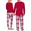 image:imageSWOMOG Couples Pajama Sets Women amp Men Long Sleeve Sleepwear Top Plaid Pants Loungewear Set with PocketsWine Red Plaid