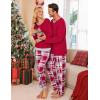 image:imageSWOMOG Couples Pajama Sets Women amp Men Long Sleeve Sleepwear Top Plaid Pants Loungewear Set with PocketsWine Red Plaid