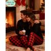 image:imageSWOMOG Couples Pajama Sets Women amp Men Long Sleeve Sleepwear Top Plaid Pants Loungewear Set with PocketsZ  Black  Solid Top