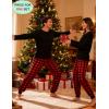 image:imageSWOMOG Couples Pajama Sets Women amp Men Long Sleeve Sleepwear Top Plaid Pants Loungewear Set with PocketsZ  Black  Solid Top