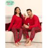 image:imageSWOMOG Couples Pajama Sets Women amp Men Long Sleeve Sleepwear Top Plaid Pants Loungewear Set with PocketsZ  Christmas Red Grid  Solid Top