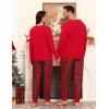 image:imageSWOMOG Couples Pajama Sets Women amp Men Long Sleeve Sleepwear Top Plaid Pants Loungewear Set with PocketsZ  Christmas Red Grid  Solid Top