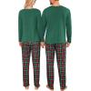 image:imageSWOMOG Couples Pajama Sets Women amp Men Long Sleeve Sleepwear Top Plaid Pants Loungewear Set with PocketsZ  Deep Green  Solid Top