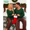 image:imageSWOMOG Couples Pajama Sets Women amp Men Long Sleeve Sleepwear Top Plaid Pants Loungewear Set with PocketsZ  Deep Green  Solid Top