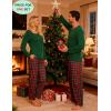 image:imageSWOMOG Couples Pajama Sets Women amp Men Long Sleeve Sleepwear Top Plaid Pants Loungewear Set with PocketsZ  Deep Green  Solid Top