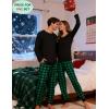 image:imageSWOMOG Couples Pajama Sets Women amp Men Long Sleeve Sleepwear Top Plaid Pants Loungewear Set with PocketsZ  Green  Solid Top
