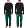 image:imageSWOMOG Couples Pajama Sets Women amp Men Long Sleeve Sleepwear Top Plaid Pants Loungewear Set with PocketsZ  Green  Solid Top