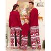 image:imageSWOMOG Family Christmas Matching Pajamas Set WomenMen Modal Pajama 2 PCS Long Sleeve Sleepwear Sets with PocketsRed Bear