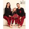 image:imageSWOMOG Family Christmas Matching Pajamas Set WomenMen Modal Pajama 2 PCS Long Sleeve Sleepwear Sets with PocketsRed Black Plaid