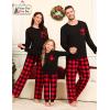 image:imageSWOMOG Family Christmas Matching Pajamas Set WomenMen Modal Pajama 2 PCS Long Sleeve Sleepwear Sets with PocketsRed Black Plaid