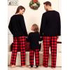 image:imageSWOMOG Family Christmas Matching Pajamas Set WomenMen Modal Pajama 2 PCS Long Sleeve Sleepwear Sets with PocketsRed Black Plaid