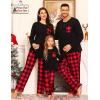 image:imageSWOMOG Family Christmas Matching Pajamas Set WomenMen Modal Pajama 2 PCS Long Sleeve Sleepwear Sets with PocketsRed Black Plaid