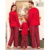 image:imageSWOMOG Family Christmas Matching Pajamas Set WomenMen Modal Pajama 2 PCS Long Sleeve Sleepwear Sets with PocketsRed Plaid