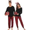 image:imageSWOMOG Family Christmas Matching Pajamas Set WomenMen Modal Pajama 2 PCS Long Sleeve Sleepwear Sets with PocketsZ  Black
