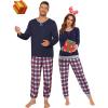 image:imageSWOMOG Family Christmas Matching Pajamas Set WomenMen Modal Pajama 2 PCS Long Sleeve Sleepwear Sets with PocketsZ  Navy Blue