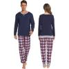 image:imageSWOMOG Family Christmas Matching Pajamas Set WomenMen Modal Pajama 2 PCS Long Sleeve Sleepwear Sets with PocketsZ  Navy Blue