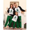 image:imageSWOMOG Family Christmas Matching Pajamas Sets Long Sleeve Pjs Holiday Sleepwear Women Men Soft Loungewear SetGreen Black Plaid
