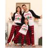 image:imageSWOMOG Family Christmas Matching Pajamas Sets Long Sleeve Pjs Holiday Sleepwear Women Men Soft Loungewear SetRed Black Plaid