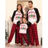 image:imageSWOMOG Family Christmas Matching Pajamas Sets Long Sleeve Pjs Holiday Sleepwear Women Men Soft Loungewear SetRed Black Plaid